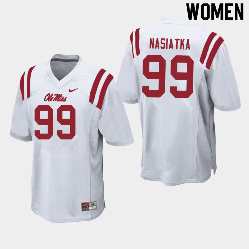 Patrick Nasiatka Ole Miss Rebels NCAA Women's White #99 Stitched Limited College Football Jersey PUN3358GN